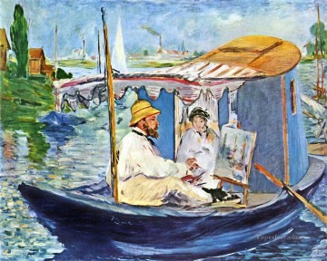 Édouard Manet Painting - Monet en su barco estudio 2 Eduard Manet